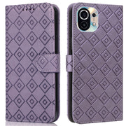 For Xiaomi Mi 11 Embossed Big Small Concentric Squares Pattern Horizontal Flip Leather Case with