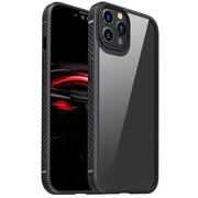 For iPhone 11 MG Series Carbon Fiber TPU + Clear PC Four-corner Airbag Shockproof Case