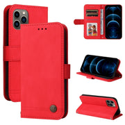 For iPhone 12 Skin Feel Life Tree Metal Button Horizontal Flip Leather Case with Holder  Card