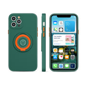 For iPhone 12 Skin Feel 2 in 1 Magnetic PC + TPU Shockproof Case with Ring Holder