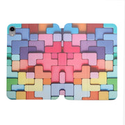 For iPad Mini Dual-folding Coloured Drawing Voltage Horizontal Flip PU Leather Tablet Case with