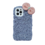 For iPhone 12 Bowknot Plush Soft Protective Case