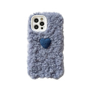 For iPhone 12 Plush Heart Soft Protective Case