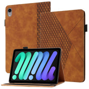 For iPad Mini Rhombus Skin Feel Horizontal Flip Tablet Case with Card Slots Holder