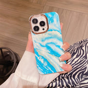 For iPhone 11 Glitter Powder Electroplating Color Marble Shockproof Phone Case