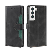 For Samaung Galaxy S22 5G Skin Feel Straw Hat Horizontal Flip Leather Case with Holder  Card