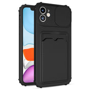 For iPhone 12 Sliding Camera Cover TPU Shockproof Case with Card Slot