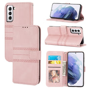 For Samaung Galaxy S22 5G Embossed Striped Magnetic Buckle PU + TPU Horizontal Flip Phone Leather