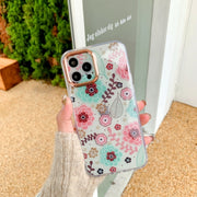 For iPhone 12 Precision Hole Dual-side Laminating IMD Plating Flowers Pattern TPU Phone Case