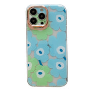 For iPhone 13 Dual-side Laminating IMD Plating Flower Pattern TPU Phone Case