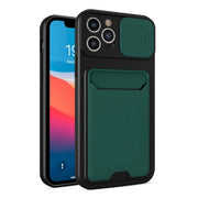 For iPhone 11 Sliding Camera Cover Design TPU + PC Shockproof Phone Case with Card Slot