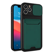 For iPhone 12 Sliding Camera Cover Design TPU + PC Shockproof Phone Case with Card Slot