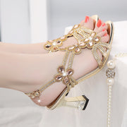 Glitter Rhinestone Glitter Women Open Toe Heels Party Shoes