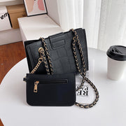 Faux Leather Cross Bags Set For Women Solid Color Shoulder Handbags