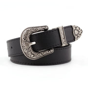 Women Vintage Carved Pin Buckle PU Leather Belt Jeans Dress Waistband