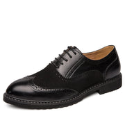 British Full Brogue Dress Shoes Men Closed Lacing Formal Shoes Men Leather Wing Tip Wedding Shoes