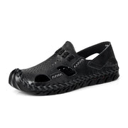 Plus Size Men sandalias Split Leather Sandals အမျိုးသား နွေရာသီဖိနပ် Classics Comfort Beach Sandals Hollow Men Shoes Foot Wear