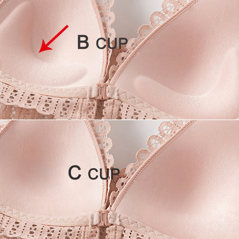SBYOJLPB Sexy Lace Wireless Front Closure Bras for Women Lingerie Comfort  Push Up Bra Silke Adjusted Big Size Backless Bralette Tops (Beige)