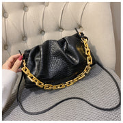 Women Cloud Underarm Shoulder Bag Pleated Baguette Pouch Totes Handbag