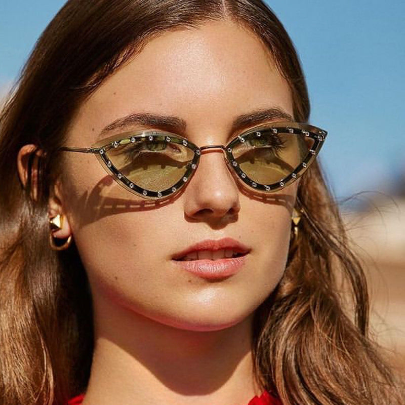 New Diamond Cat Eye Sunglasses Women Luxury Rhinestone Fashion Sun Glasses  Female Ins Popular Mirror Shades Ladies Eyewear UV400 - AliExpress