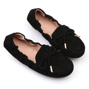 Women Loafers Flat Shoes Bowtie Male Moccasins Labi Fashion Suede Pagus Dominarum Comfort Ballet Flats Autumnus
