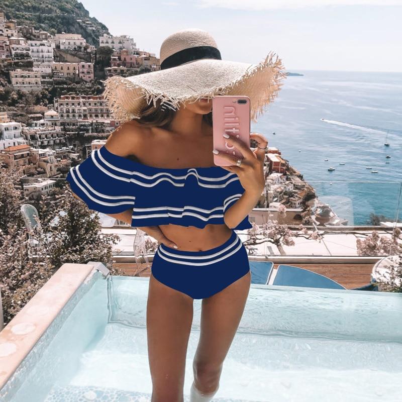 Off the shoulder hotsell high waisted bathing suit