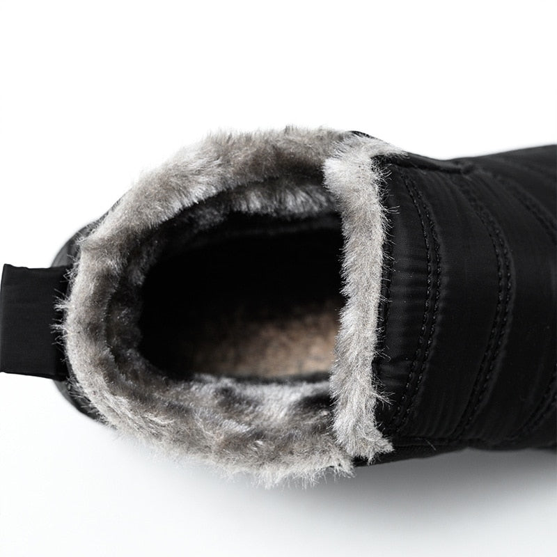 Naughtyangel Women Winter Warm Snow Ankle Boots Low Heels Faux Fox Rabbit Fur Tassel Shoes