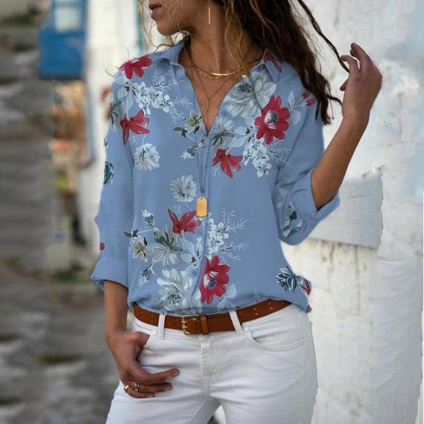 Long Sleeve Tops Blouses Print V-Neck Chiffon Blouse Come4Buy eShop Long Sleeve Tops Blouses Print V-Neck Chiffon Blouse Come4Buy eShop