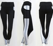Pocket High Waist Leggings Women Fitness Workout Activewear Printing Trouser Fashion Patchwork Push Up Female Leggings