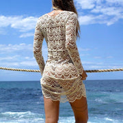Sexy Beach Cover Up Crochet White Swimwear Kleed Dame Badekleed Cover Ups Beach Tunika Saida de Praia-Dame Kleeder-Come4Buy eShop