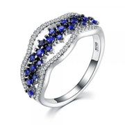 Kubiniai cirkonio mėlyni krištolo žiedai