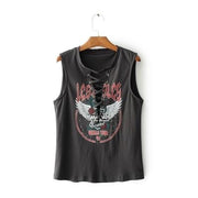 Summer Sleeveless Cartoon T-Shirt Women Lace Cool Print Tank Tops Pattern O Neck Female Vest-Women Clothing-Come4Buy eShop