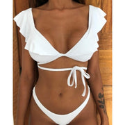 Venda calenta Bikini amb volants estampat fora de l'espatlla dona C4B Nou vestit de bany atractiu per a dona Conjunt de bikini brasiler Biquinis tanga-Roba de dona-Come4Buy eShop