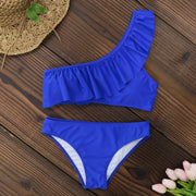 Sexy One Shoulder Ruffle Bikinis C4B New Solid Bikini Set Push Up Swimwear Swimsuit Fraen Badekleeder Beach Wear Biquini S-XL-Dame Kleeder-Come4Buy eShop