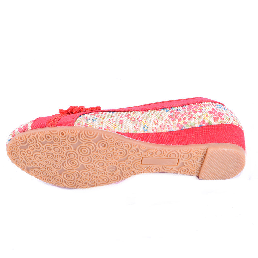 Women Summer Ethnic Linen Flower Embroidery Flat Shoes