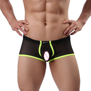 Men Sexy Mesh Boxer Shorts Transparent Lingerie Underwear