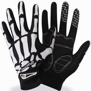 Qepae MTB Road Long Finger Outdoor Bicycle Breathable Sports Skull Cycling Gloves Half Finger Outdoor Bike Black Summer XL