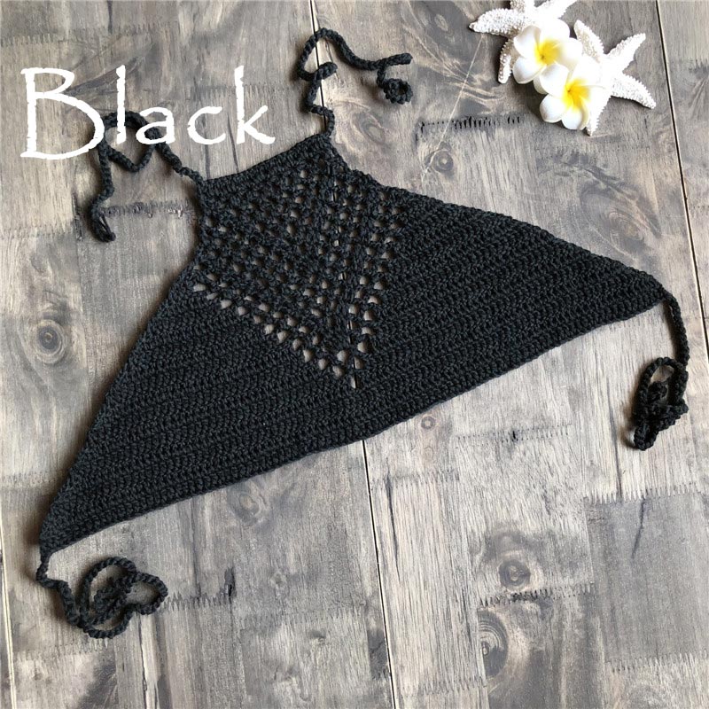 Bileya Hand-Crochet Halter Top in Black - Coketta Beachwear