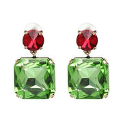 11 Warna Perhiasan Vintage Sederhana Kristal Pernyataan Fashion Square Crystal Drop Anting-Anting untuk Wanita-EARRINGS-Come4Buy eShop