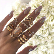 13件/套母亲节礼物女士时尚圣母玛利亚几何花叶金手指戒指波西米亚风情饰品配件-戒指-Come4Buy eShop