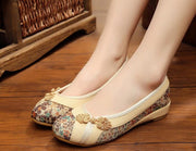 Women Flats Chinese Flower Embroidery Canvas Linen Shoes Sapato Feminino Size 35- 40