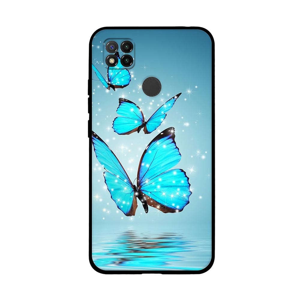 Funda Xiaomi Redmi 9C Butterfly Azul Fluorescente - Dealy