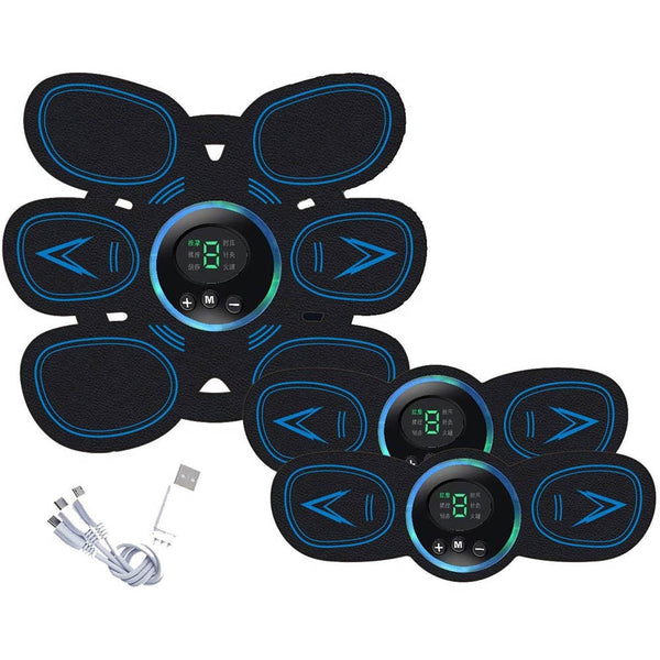 EMS muskelstimulator med LCD-skærm USB genopladelig mavemuskel elektroestimulador Fitness træning ab bælte