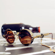 Klasické gotické sluneční brýle s kulatým rámem steampunk