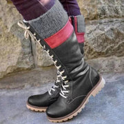Women's British Boots Warm Mid-calf Boots Winter Shoes Woman Zip Waterproof Lace Up Women Sewing