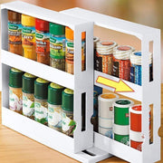 Multi-Function Seasoning Storage Box Rotating Rack Kitchen Storage (White)