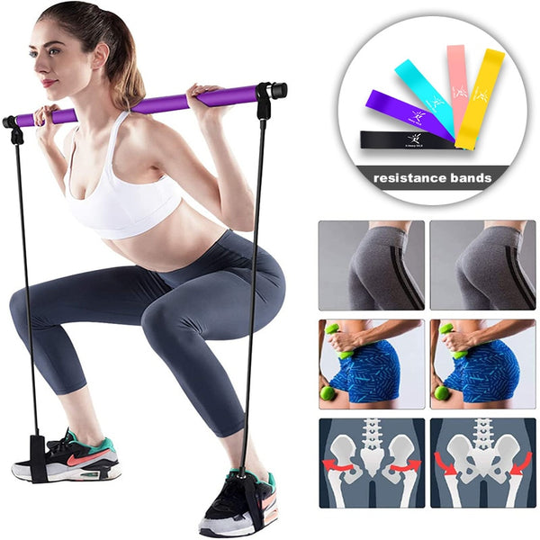 Portable Pilates Exercise Stick Muscle Toning Bar Home Gym