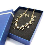 Conxunto de colar de pendentes de cristal redondo con forma de S dourada - Come4Buy eShop