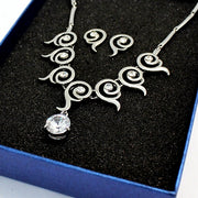 Elegante xogo de colar de pendentes de cristais de prata - Come4Buy eShop