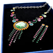 Kolorowa kryształowa sukienka na imprezę Elegancki modny naszyjnik zestaw kolczyków - Come4Buy eShop
